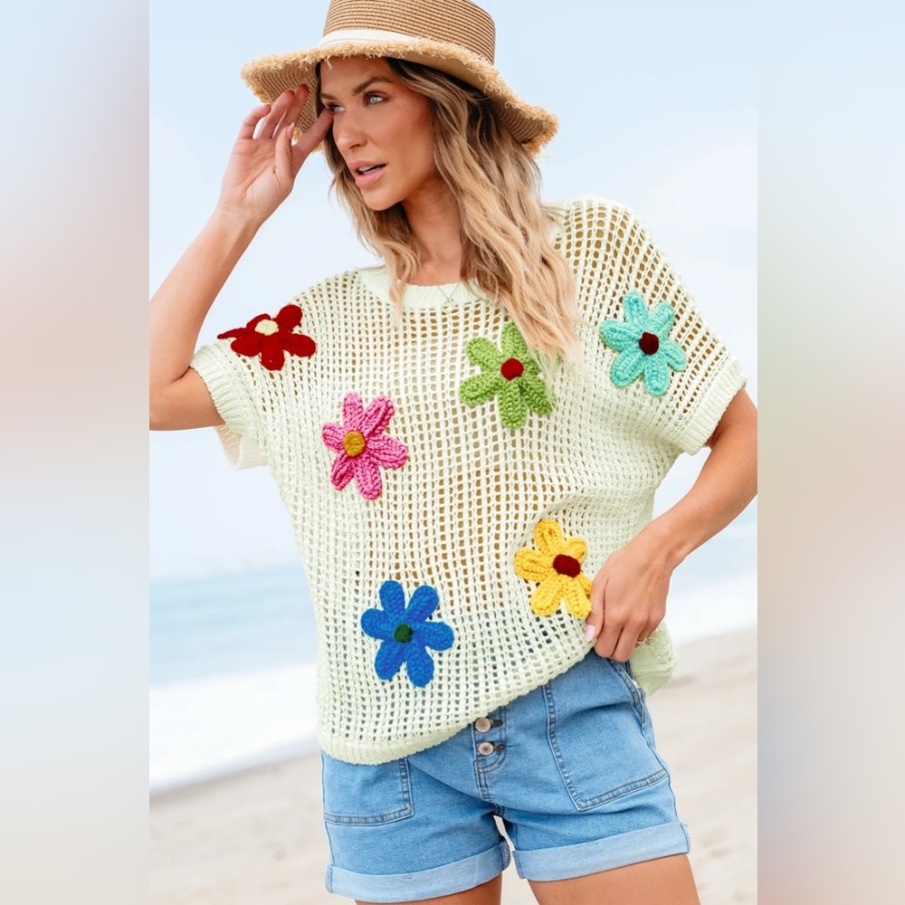 Colorful Floral Knit Sweater